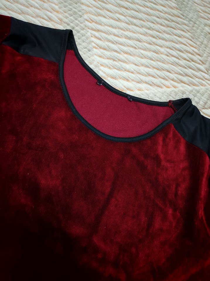 Bordo Süet Salaş Uzun Elbise - Görsel 4