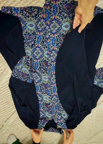 Etnik Desenli Siyah Kadın Uzun Elbise - Görsel 2