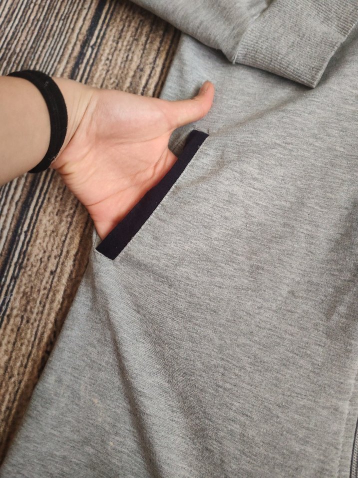 Gri Kadın Kapüşonlu Uzun Fermuarlı Sweatshirt - Görsel 3