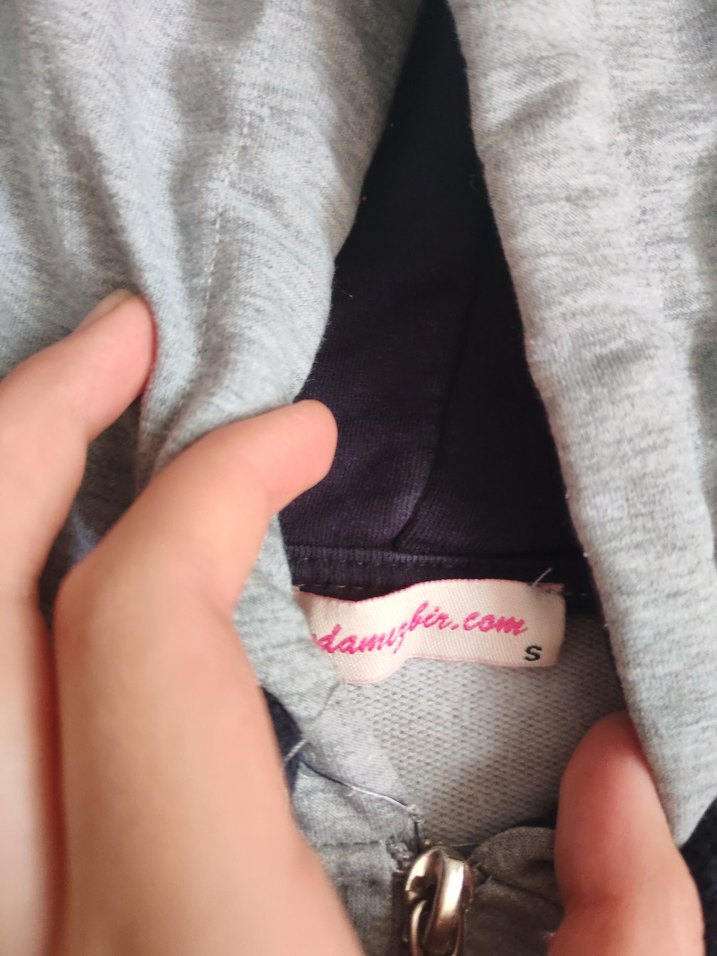 Gri Kadın Kapüşonlu Uzun Fermuarlı Sweatshirt - Görsel 4