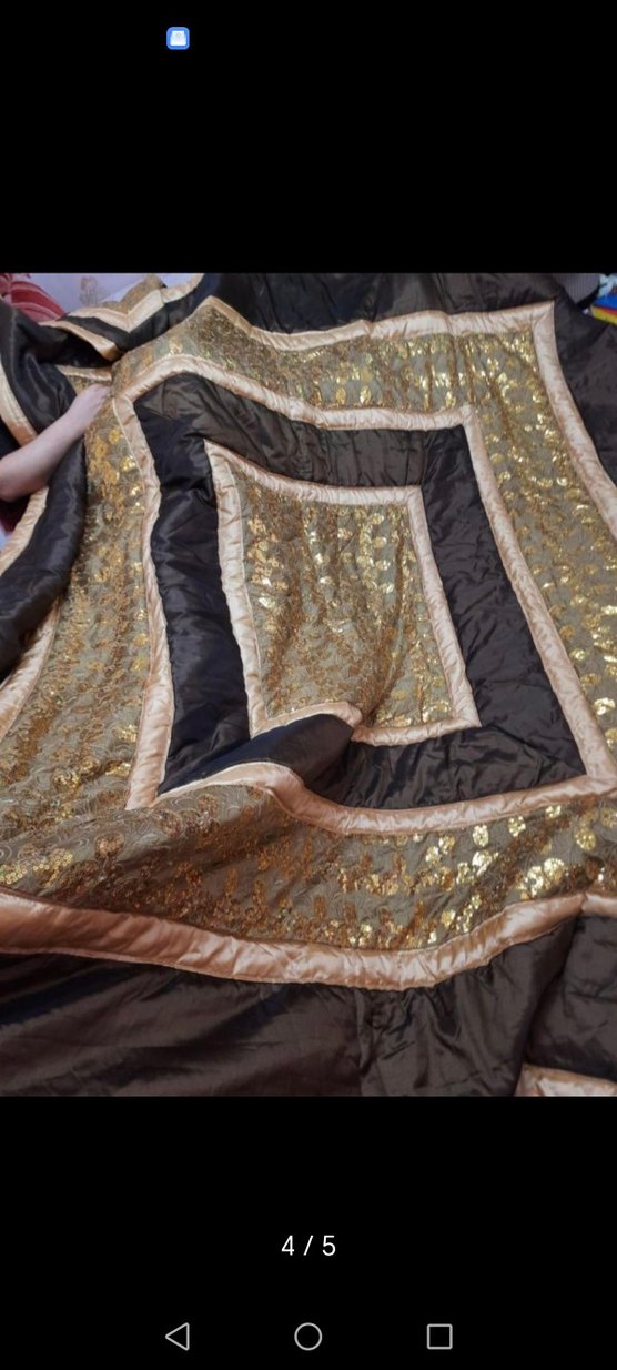 Kahverengi Nakışlı Yatak Örtüsü Seti - Görsel 3