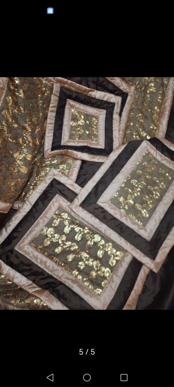 Kahverengi Nakışlı Yatak Örtüsü Seti - Görsel 2