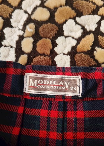 Kadın Kırmızı Ekose Pileli Uzun Etek - Görsel 6