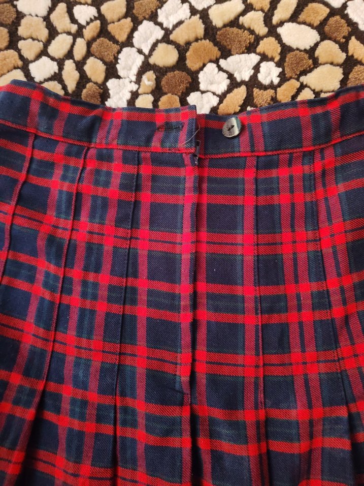 Kadın Kırmızı Ekose Pileli Uzun Etek - Görsel 5