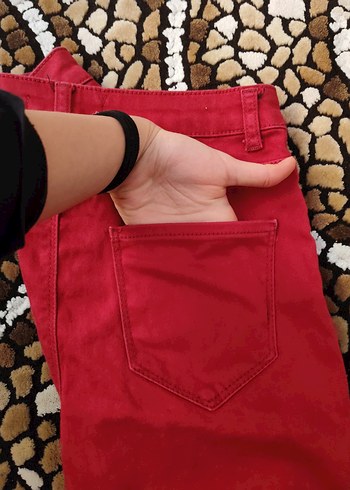 Bordo Düğmeli Rahat Kesim Kadın Pantolon - Görsel 5