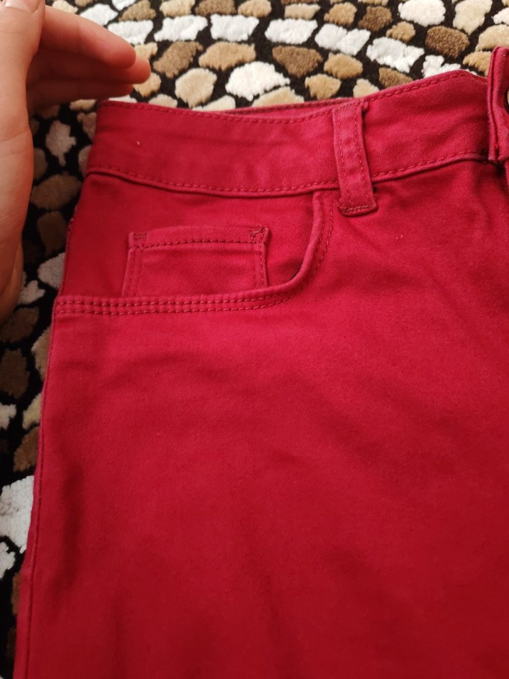 Bordo Düğmeli Rahat Kesim Kadın Pantolon - Görsel 3