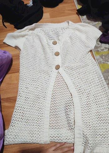 Beyaz Bohem Örgü Boğazlı Kazak - Görsel 3