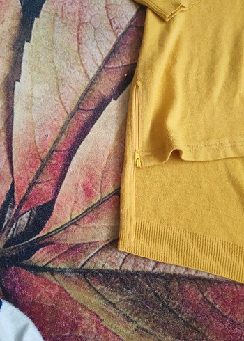 Sarı Uzun Kollu Salaş Triko Kadın Kazak - Görsel 2