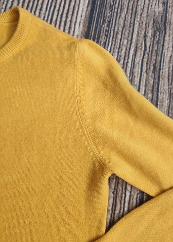 Sarı Uzun Kollu Salaş Triko Kadın Kazak - Görsel 4