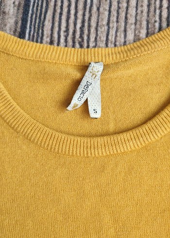 Sarı Uzun Kollu Salaş Triko Kadın Kazak - Görsel 3