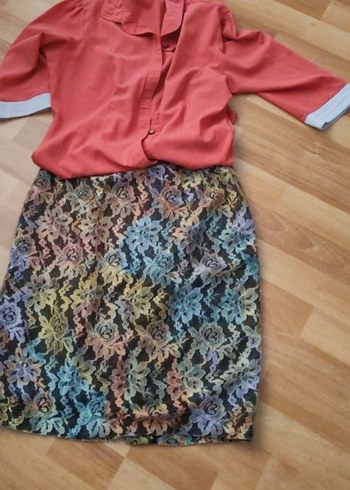 Dantel Detaylı Çok Renkli Midi Kalem Etektakim - Görsel 2