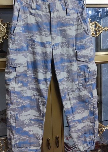 Mavi Gri Kamuflajlı Bol Kesim Erkek Pantolon - Görsel 3