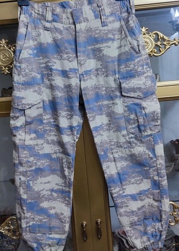 Mavi Gri Kamuflajlı Bol Kesim Erkek Pantolon - Görsel 2
