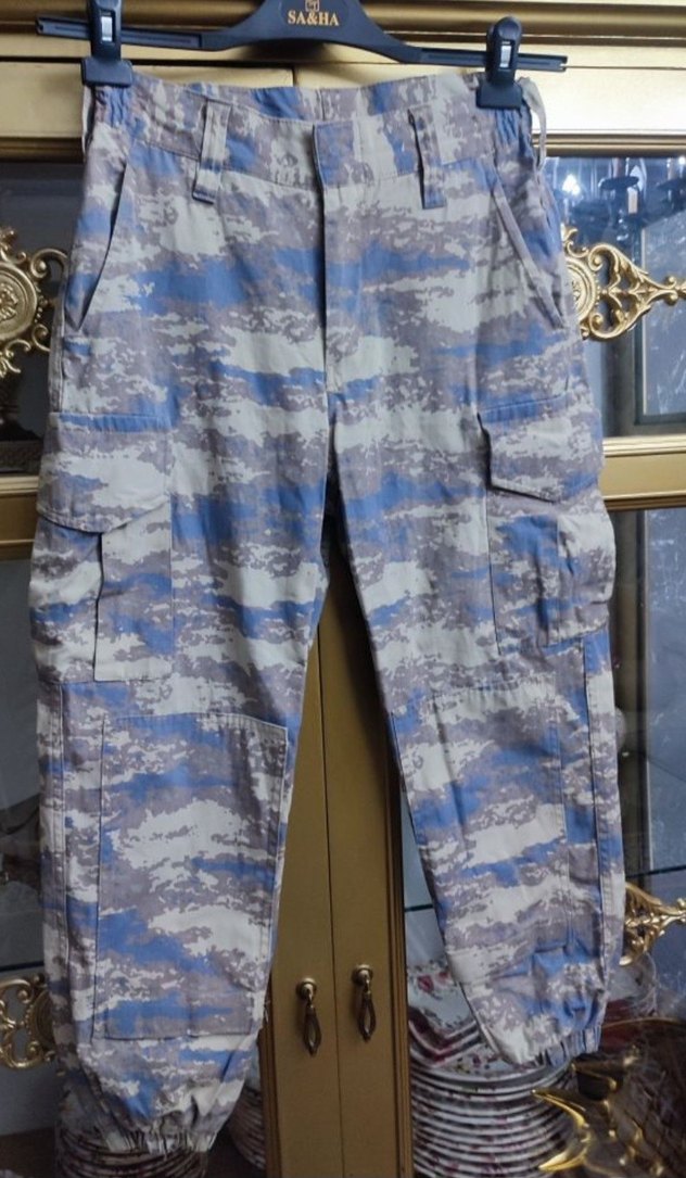 Mavi Gri Kamuflajlı Bol Kesim Erkek Pantolon - Görsel 3