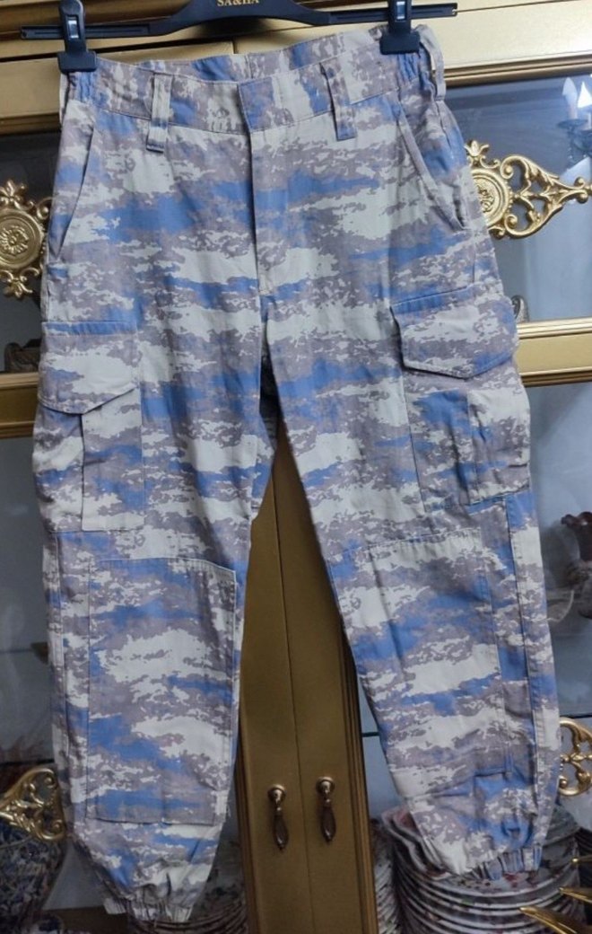 Mavi Gri Kamuflajlı Bol Kesim Erkek Pantolon - Görsel 2