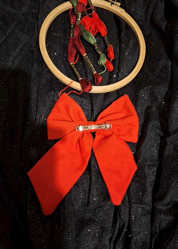 Nakışlı Ay yıldız Türk bayrak Kırmızı Fiyonk Saç Bandı - Görsel 2