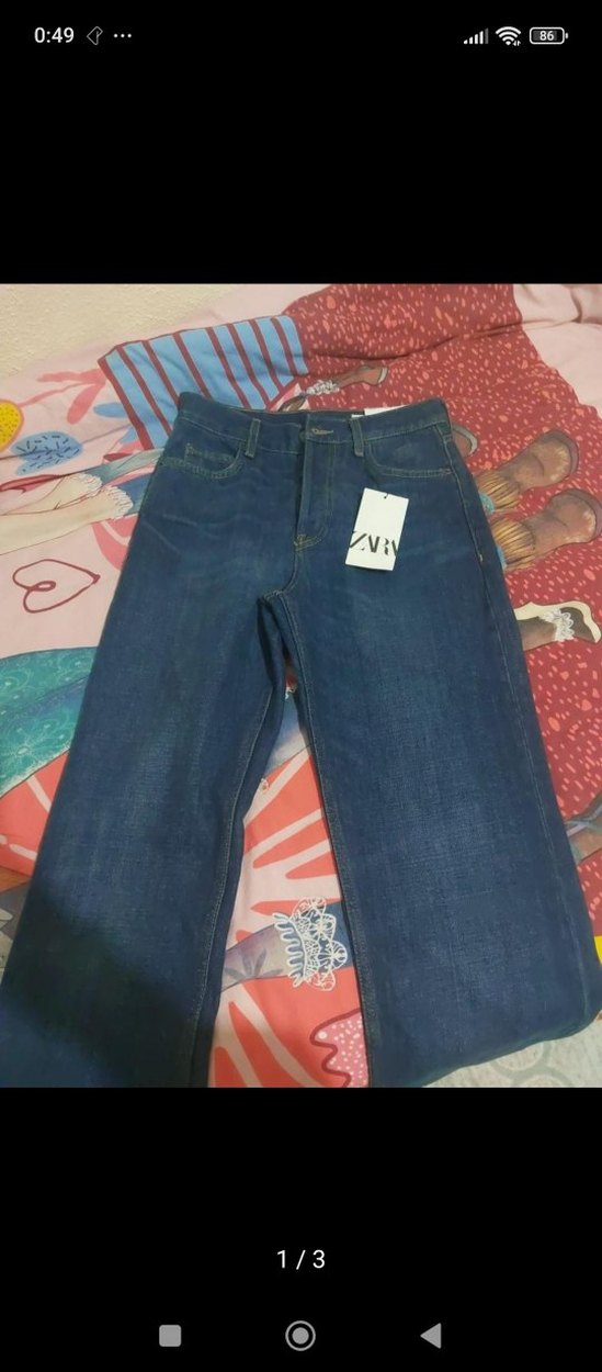 Kadın Mavi Bol Kesim Midi Kot Pantolon - Görsel 2