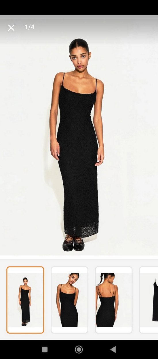 Siyah Dantel Detaylı Midi Elbise - Görsel 2