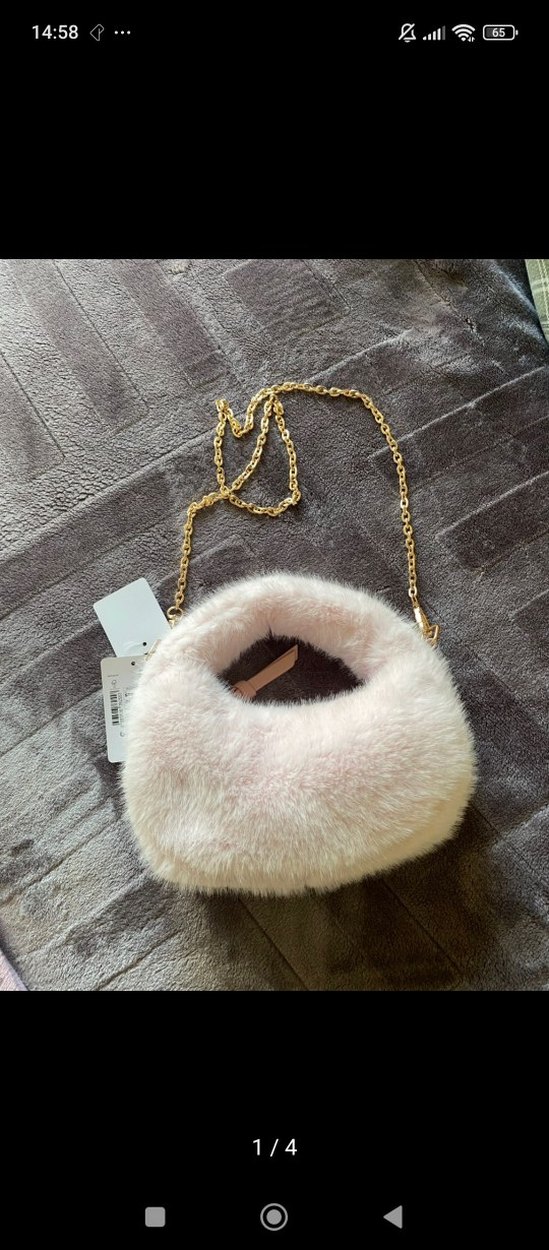 Bej Peluş Detaylı Kadın Çanta - Görsel 4