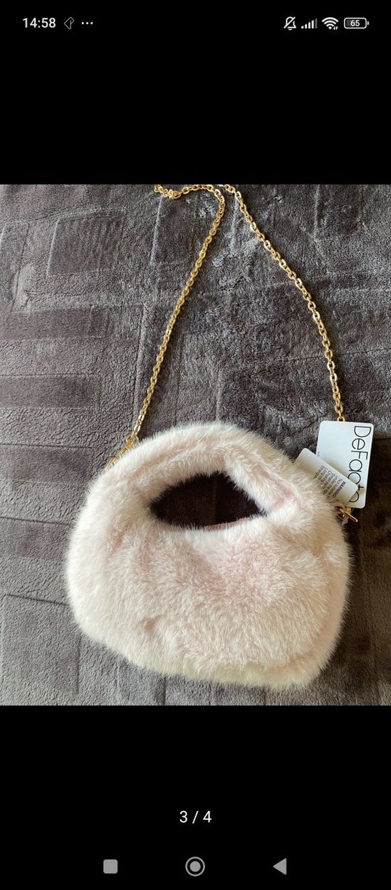 Bej Peluş Detaylı Kadın Çanta - Görsel 2