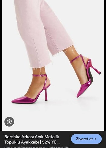 Bershka Metalik Pembe Topuklu Ayakkabı - Görsel 2