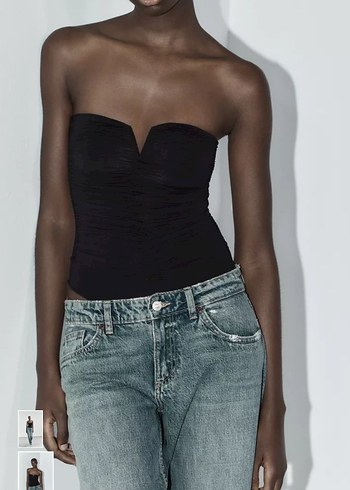 Siyah büzgüllü bluz - Görsel 7