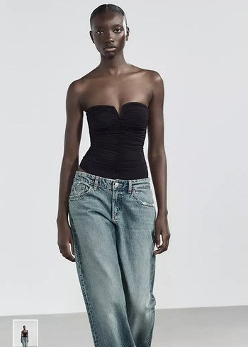 Siyah büzgüllü bluz - Görsel 8