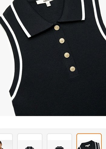 Düğmeli Lacivert Kadın Kolsuz Triko - Görsel 4