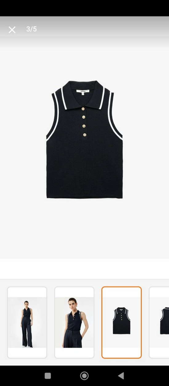 Düğmeli Lacivert Kadın Kolsuz Triko - Görsel 2