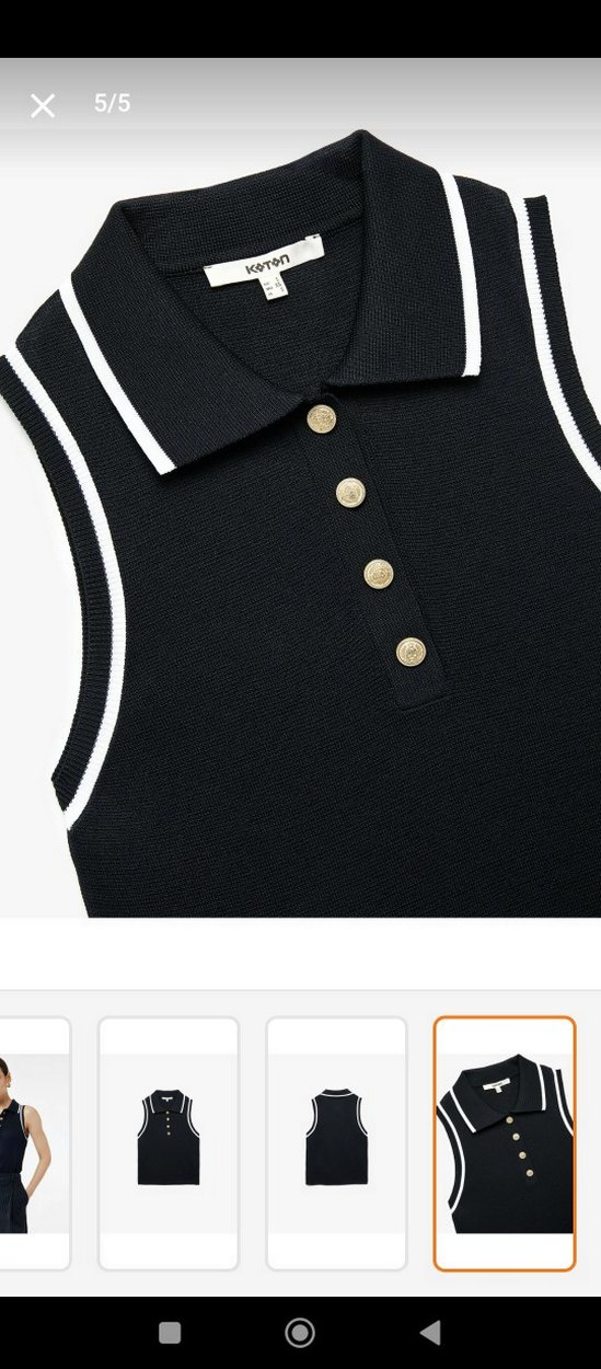 Düğmeli Lacivert Kadın Kolsuz Triko - Görsel 4