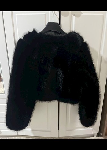 Siyah Kadın Mini Boy Kürk Detaylı Ceket - Görsel 2