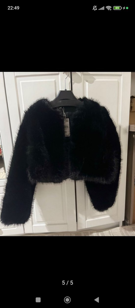 Siyah Kadın Mini Boy Kürk Detaylı Ceket - Görsel 3