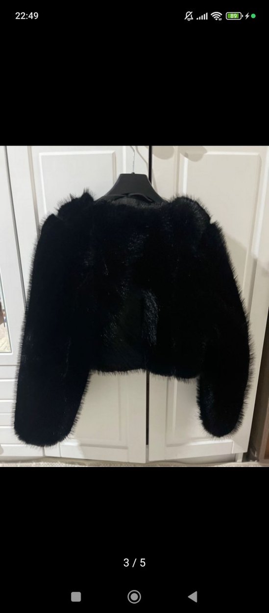 Siyah Kadın Mini Boy Kürk Detaylı Ceket - Görsel 2