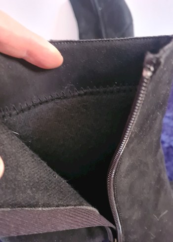 Siyah Süet Platform Topuklu Fermuarlı Bot - Görsel 5