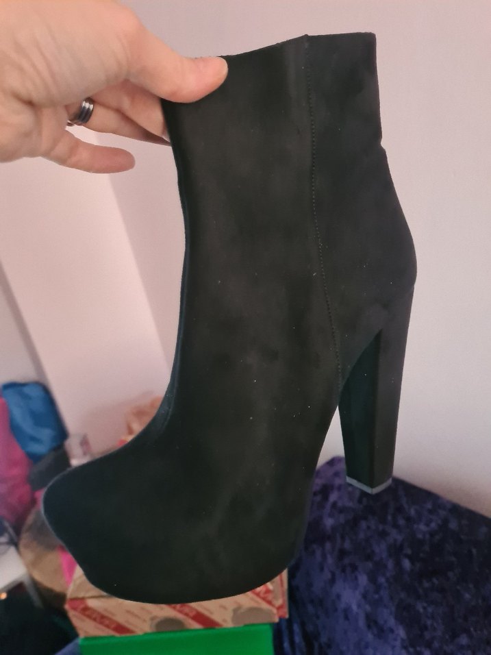 Siyah Süet Platform Topuklu Fermuarlı Bot - Görsel 2