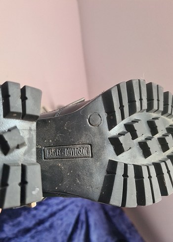 Harley Davidson Siyah Deri Blok Topuklu Bot - Görsel 5