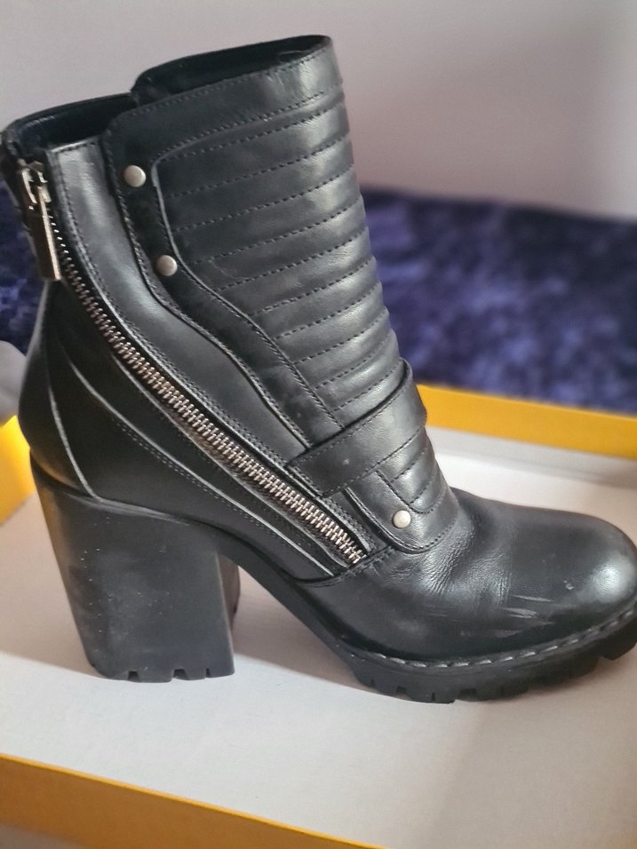 Harley Davidson Siyah Deri Blok Topuklu Bot - Görsel 3