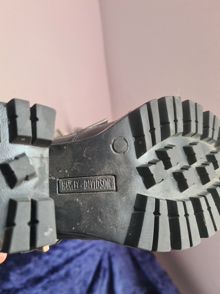 Harley Davidson Siyah Deri Blok Topuklu Bot - Görsel 5