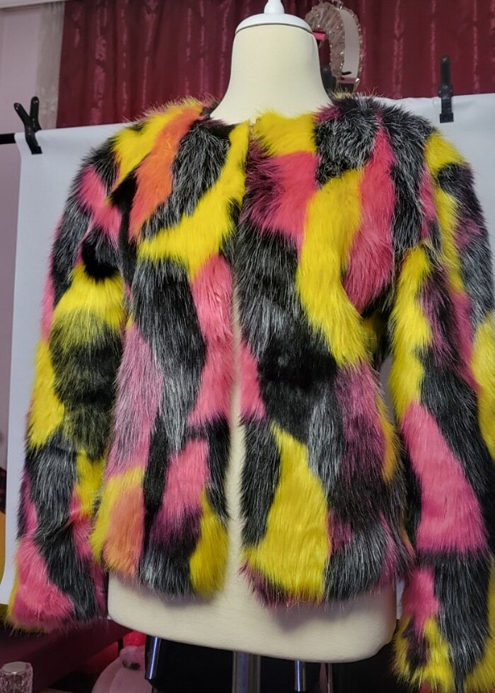 Renkli kisa tüylü kürk - Görsel 5