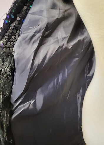 Pul payetli siyah kürk - Görsel 5