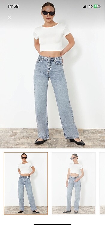 s Beden Yüksek bel Wide leg jean