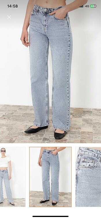 s Beden mavi Renk Yüksek bel Wide leg jean