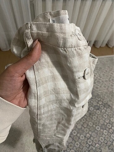 s Beden ten rengi Renk Mango Kareli Keten Etek