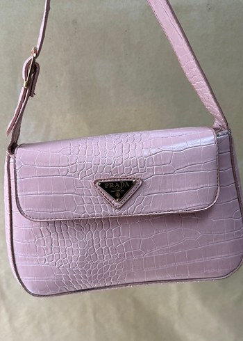 Prada Pembe Deri Yılan Desenli Kadın Çanta