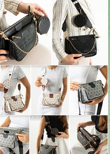 Desenli Deri Kadın Çapraz Çanta - Görsel 2