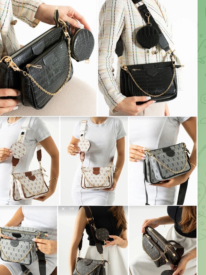 Desenli Deri Kadın Çapraz Çanta - Görsel 2