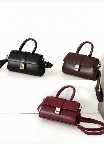 Siyah Parlak Tokalı Deri İş Çantası - Görsel 2