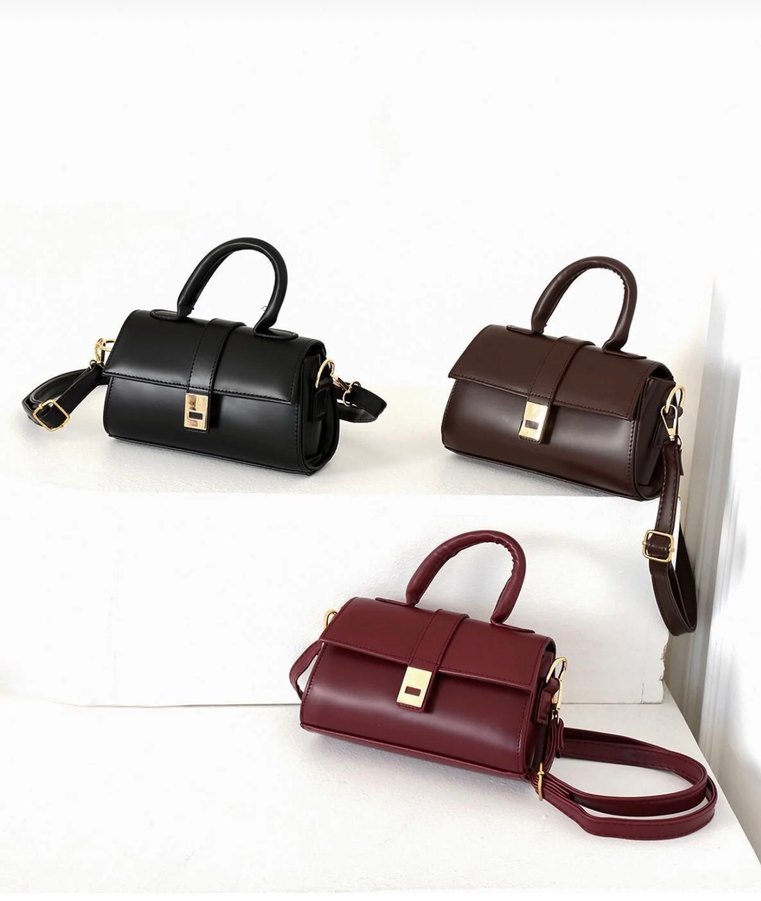 Siyah Parlak Tokalı Deri İş Çantası - Görsel 2