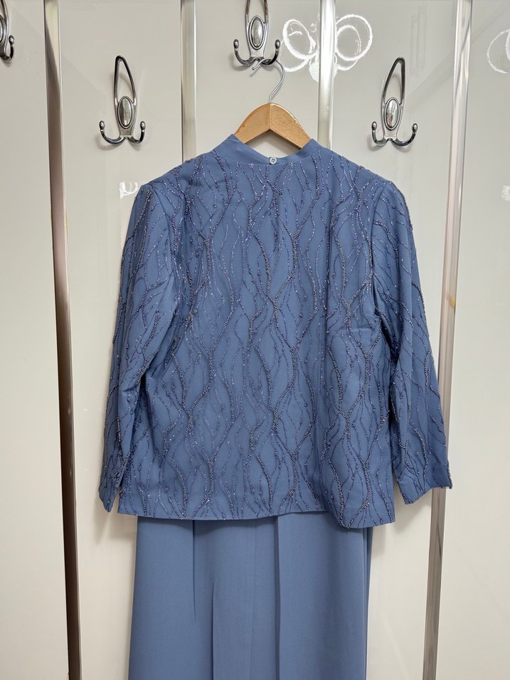 Kadın Mavi Uzun Kollu Takım Elbise - Görsel 2