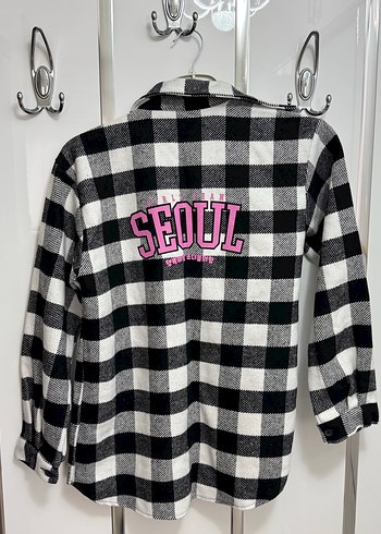 Uzun Kollu, Düğmeli Gri Kareli Kadın Gömlek - Görsel 2